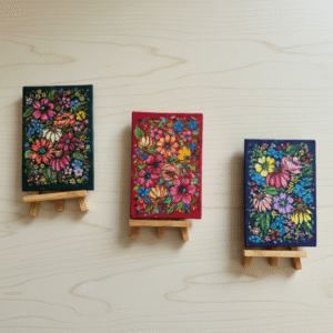 Blooming Whispers – Set of 3 Mini Floral Paintings