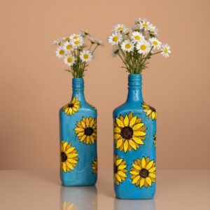 handpainted glass bottle set
