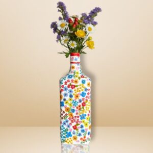 handpainted wildflowers on glass bottle