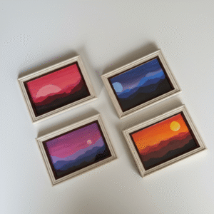 Chasing Horizons – Set of 4 Sunset Mini Paintings